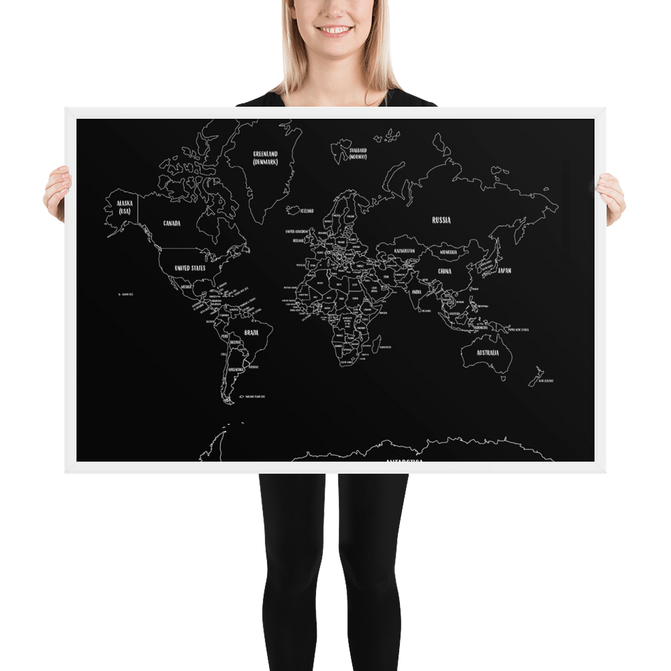 16x20-or-8x10 world-map-colors-black-and-white2 mockup Person Person 24x36 White
