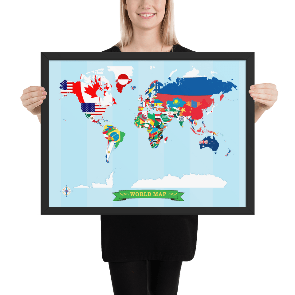 world-map-with-flags-16x20-or-8x10 mockup Person Person 18x24 Black